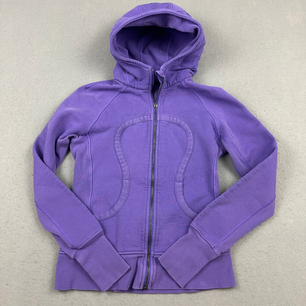 Lululemon Scuba Jacket Women 6 Purple Special Edition Lotus Embroidery Full Zip